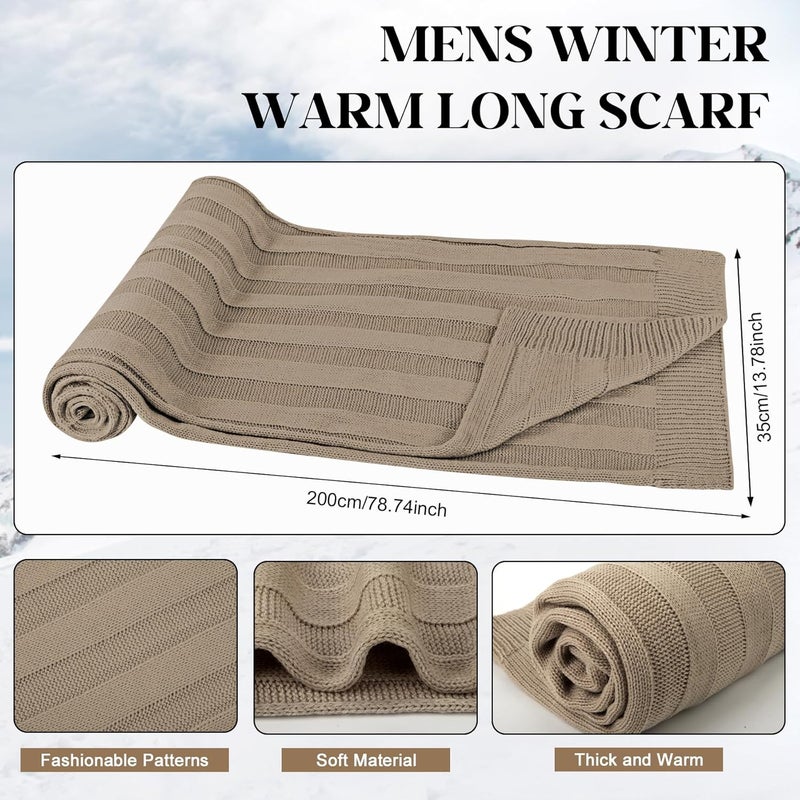 Darller Mens Winter Hats Scarf for Men with Touchscreen Gloves Warm Long Scaves and Skull Caps Beanie Hat Gloves Set - Image 3